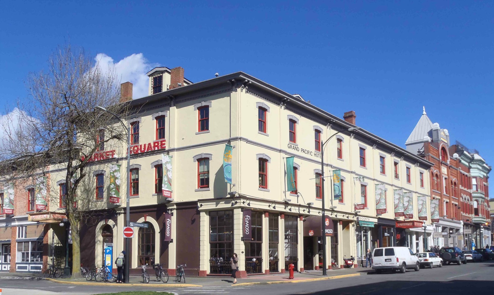 530-540 Johnson Street, Victoria, B.C. Originally built in 1879 by Giacomo Bossi as the Grand Pacific Hotel. (photo by Temple Lodge No. 33 Historian)