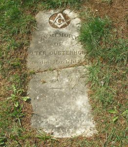 Peter Ousterhout grave marker, Ross Bay Cemetery, Victoria, B.C. (photo by Temple Lodge No. 33 Historian)