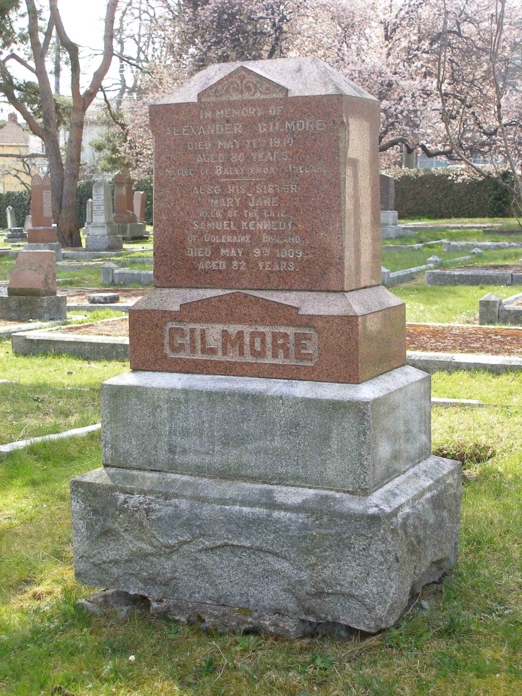 Alexander Gilmore grave, Ross Bay Cemetery, Victoria, B.C. (photo by Temple Lodge No. 33 Historian)