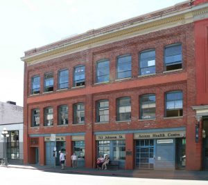 713-715 Johnson Street, Victoria, B.C. Built in 1908 by architects Thomas Hooper and C. Elwood Watkins for carriage maker William James Mable, a member of Victoria-Columbia Lodge No.1 (photo b