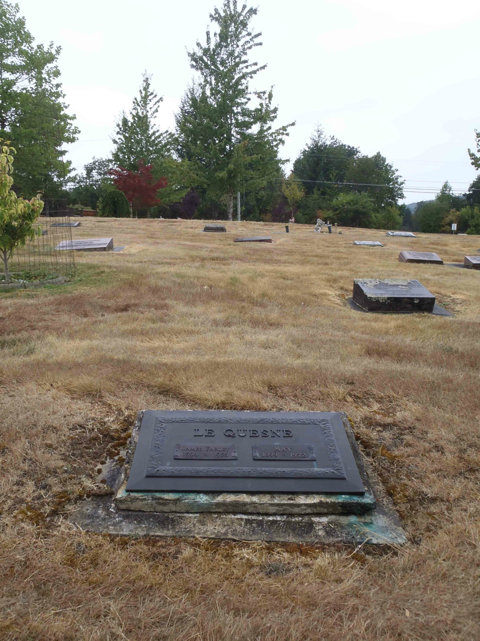 James Farley LeQuesne grave, Mountain View Cemetery, North Cowichan (photo by Temple Lodge No. 33 Historian)