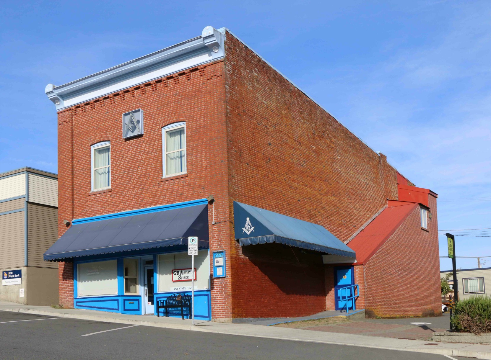 St. John's Masonic Temple, Gatacre Street, Ladysmith, B.C. (photo by Temple Lodge No. 33 Historian)