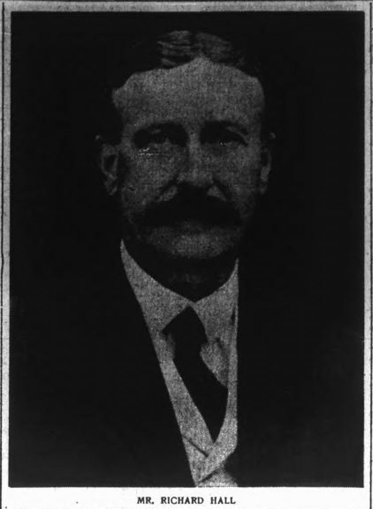 Richard Hall, newspaper obituary photo, 1918