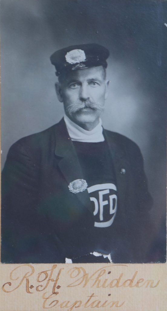 Robert Henry Whidden, circa 1910, as Duncan Volunteer Fire Department Captain (photo courtesy of Duncan Volunteer Fire Department)