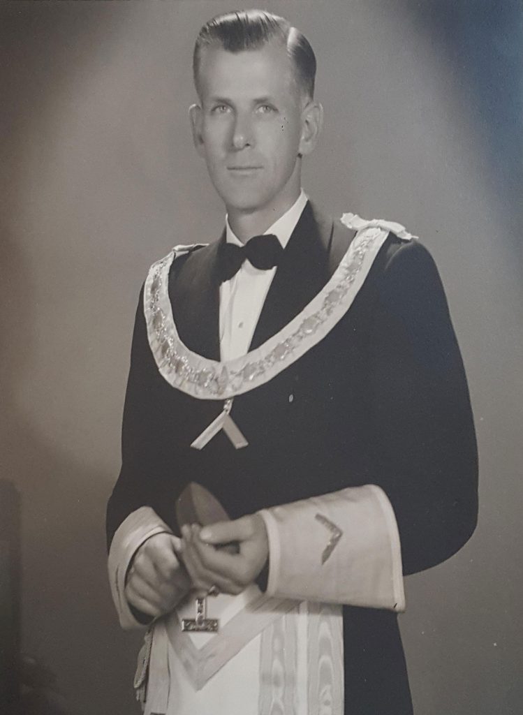 James Joseph Morrissey as Worshipful Master of Temple Lodge No. 33 in 1957 (photo: Temple Lodge No. 33)