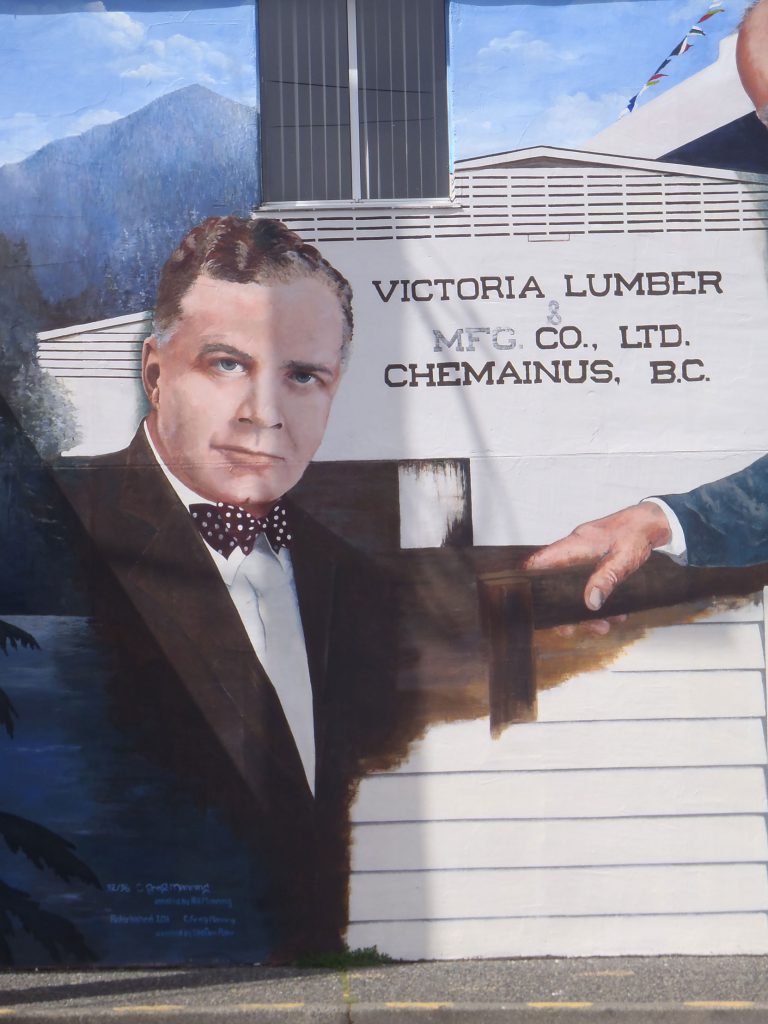 John A. Humbird on the Lumber Barons (John A. Humbird & Bloedel) mural in downtown Chemainus, B.C. (photo by Temple Lodge No. 33 Historian)