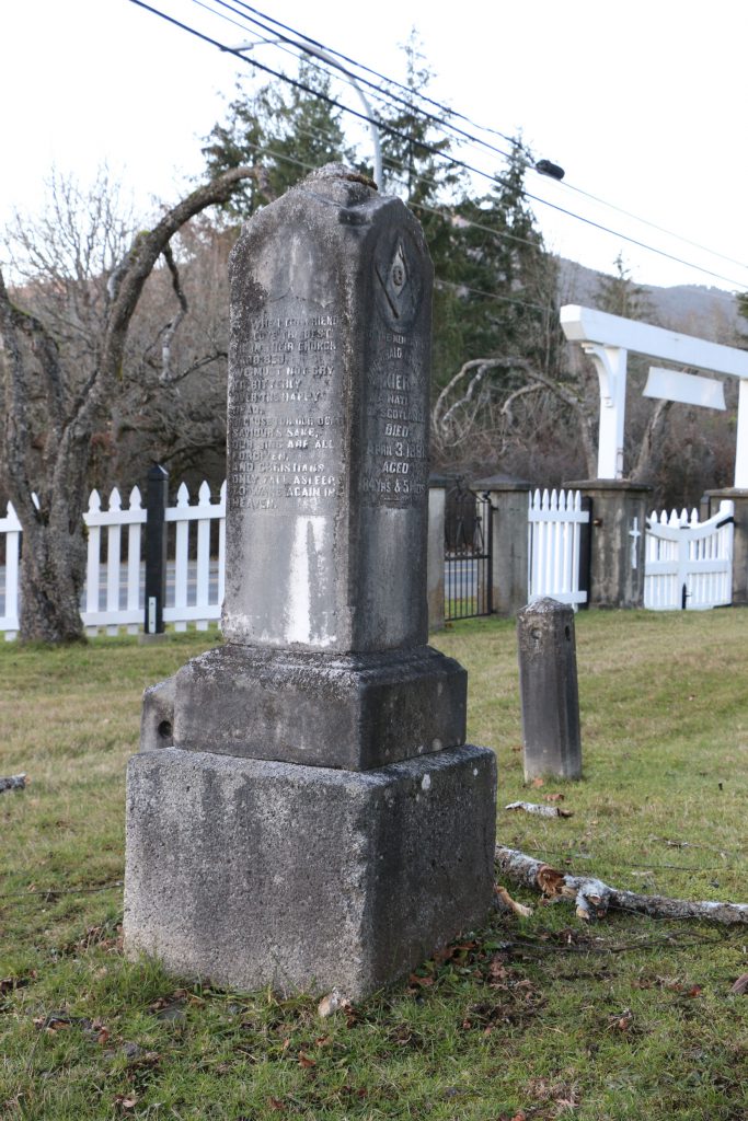 Archibald Renfrew Kier grave, Mountain View Cemetery, North Cowichan, BC (photo: Temple Lodge No. 33 Historian)