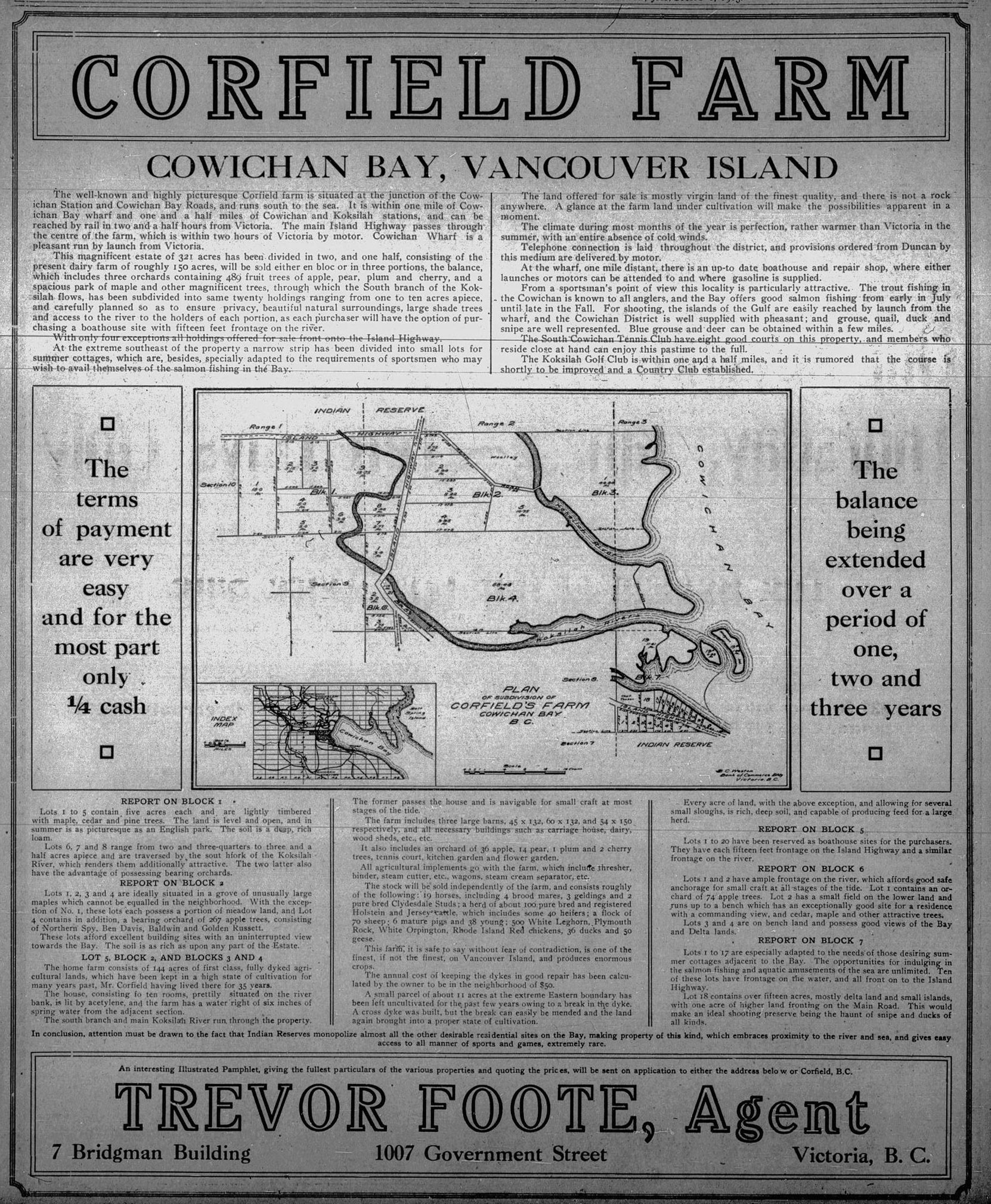 1913 advertisement for the subdivision of Corfield Farm. (photo: Temple Lodge No. 33 Historian)